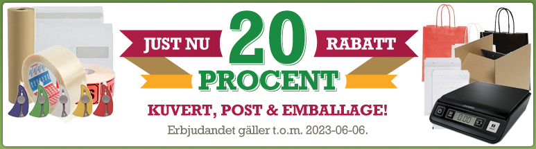 Kuvert, Post & Emballage 20%