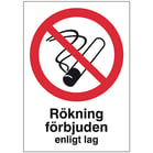 Skylt Rökning förbjuden 148x210mm plast