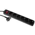 Grenuttag 6-vägs jordad med brytare 1,4m svart