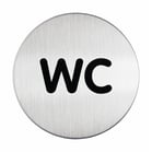 Symbolskylt WC Ø83mm silver