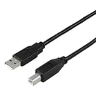 USB 2.0-kabel Deltaco Typ A hane - Typ B hane 0,5m svart