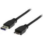 USB 3.0-kabel Deltaco Typ A hane - Typ Micro B hane 2m svart