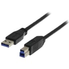 USB 3.0-kabel Deltaco Typ A hane - Typ B hane 3m svart