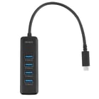 USB-C Hub Deltaco 5Gbps 4xUSB-A Slim svart