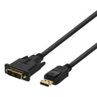 DisplayPort till DVI-kabel Deltaco 2m svart