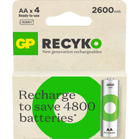 Batteri GP Recyko AA 2600mAh 4st/fp