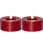 LED Värmeljus 2-p Flamme Flow 7x5,5cm röd