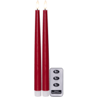 LED Antikljus 2-p Flamme Slim 2,1x28,5cm röd