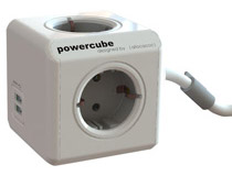 Grenuttag PowerCube med sladd 4 uttag & 2 USB
