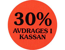 Etikett 30% avdrages i kassan 29mm 2000st/rl