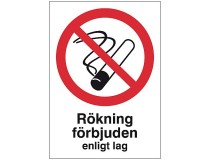 Skylt Rökning förbjuden 148x210mm plast