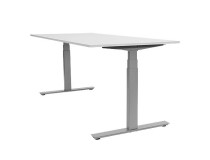 Skrivbord höger Ergofunk Smart höj-/sänkbart 2000x1200 vit/silver