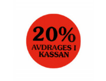 Etikett 20% avdrages i kassan 29mm 2000st/rl