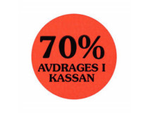 Etikett 70% avdrages i kassan 29mm 2000st/rl