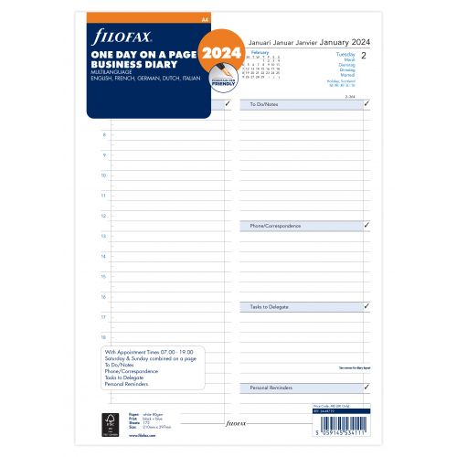 Filofax A4 2024 d/s vit 5 språk