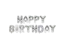 Ballong folie silver Happy Birthday 35cm