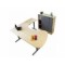 Skrivbord höger 3-pelarstativ höj-/sänkbart 200x200 vit/silver