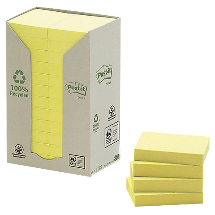 Post-it Recycled 76x76 gul 16st/fp