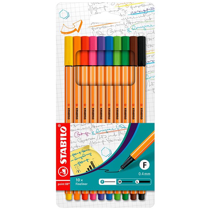 Fiberpenna Stabilo 88 0,4mm 10st/fp