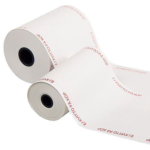 Kassa-/kvittorullar 57mm 25m D=43mm thermo bisfenolfri med text 5st/fp