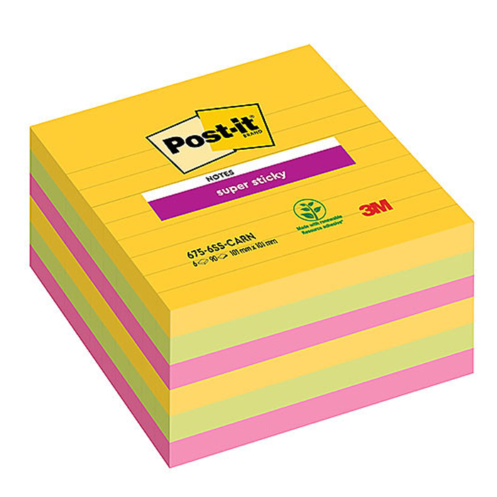Post-it SS Rio de Janeiro linjerat 101x101 6st/fp
