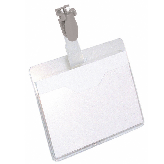 Namnskylt 93x62mm liggande med clips 25st/fp