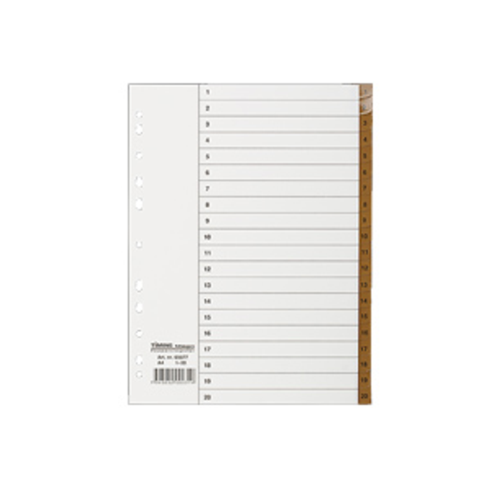 Pärmregister flikförstärkta A4 1-20 brun 10st/fp