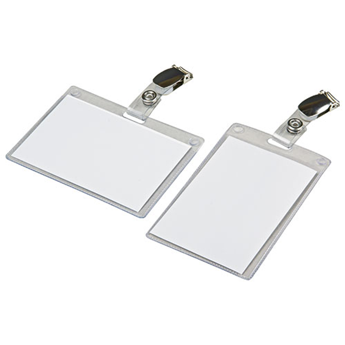 Namnskylt 94x58mm liggande med clips 25st/fp