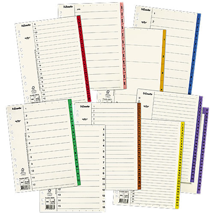 Pärmregister papper A4 1-15 ofärgade