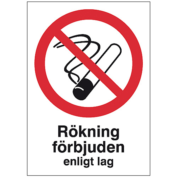 Skylt Rökning förbjuden 148x210mm plast