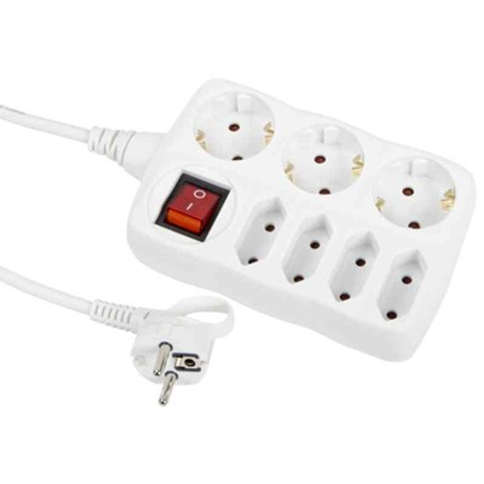 Grenuttag 3 schuko, 4 euro med brytare 1,4m - Handla online