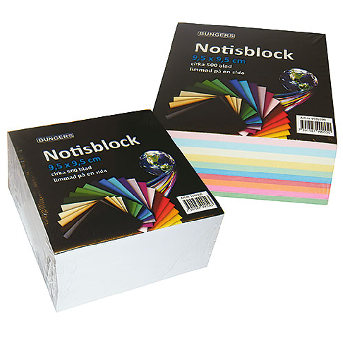Blockkub 95x95mm limmad vita blad 500 blad/fp