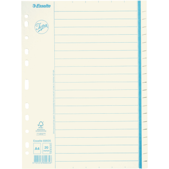 Pärmregister papper Jopa A4 20 flikar otryckta 10st/fp