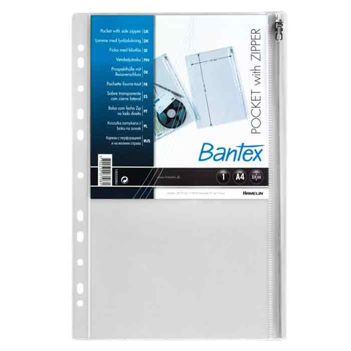 Plastficka med dragkedja Bantex A4 0,14 10st/fp