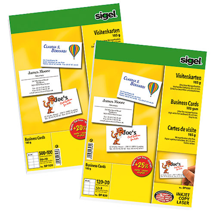 Visitkort Sigel 3C 85x55 185g 150st/fp