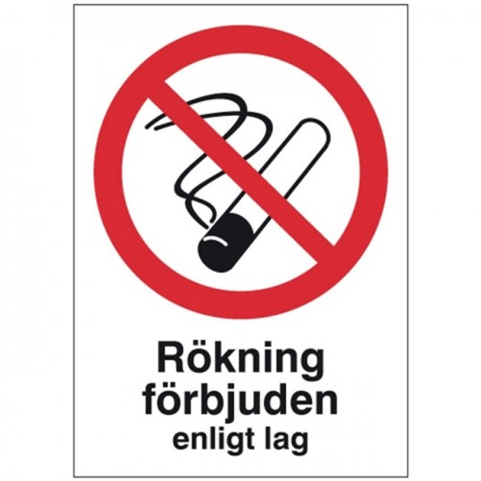 Skylt Rökning förbjuden 297x210mm aluminium