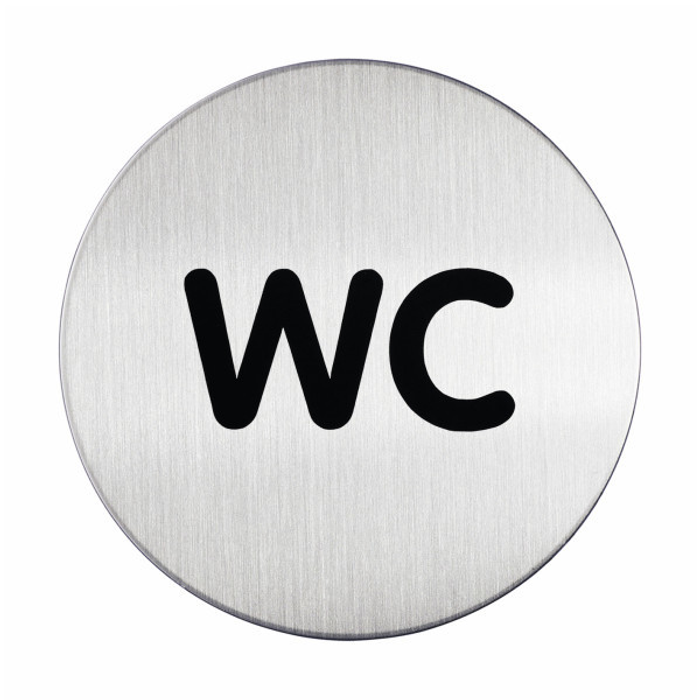 Symbolskylt WC Ø83mm silver
