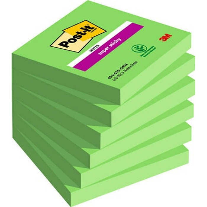 Post-it Super Sticky 76x76 grön 6st/fp