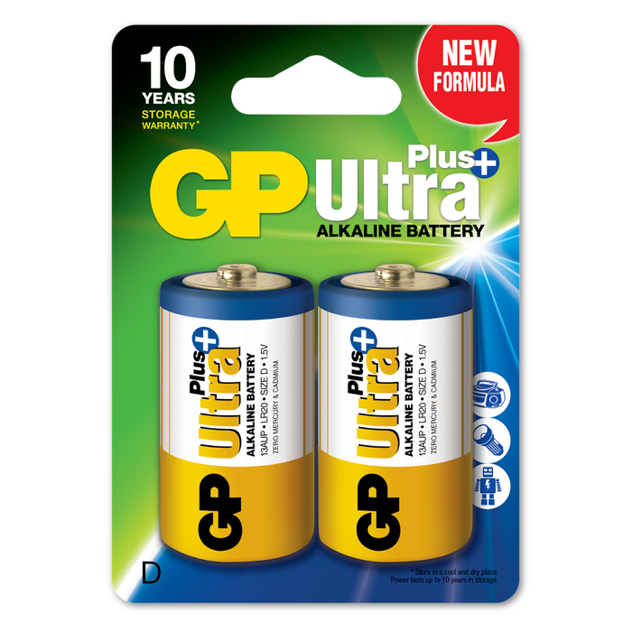 Batteri GP Ultra Plus Alkaline D LR20 2st/fp