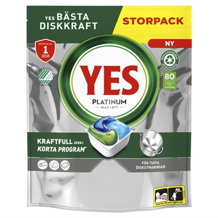Maskindiskmedel Yes Platinum original 80st/fp