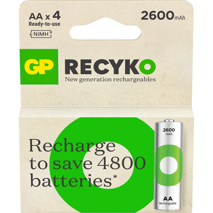 Batteri GP Recyko AA 2600mAh 4st/fp