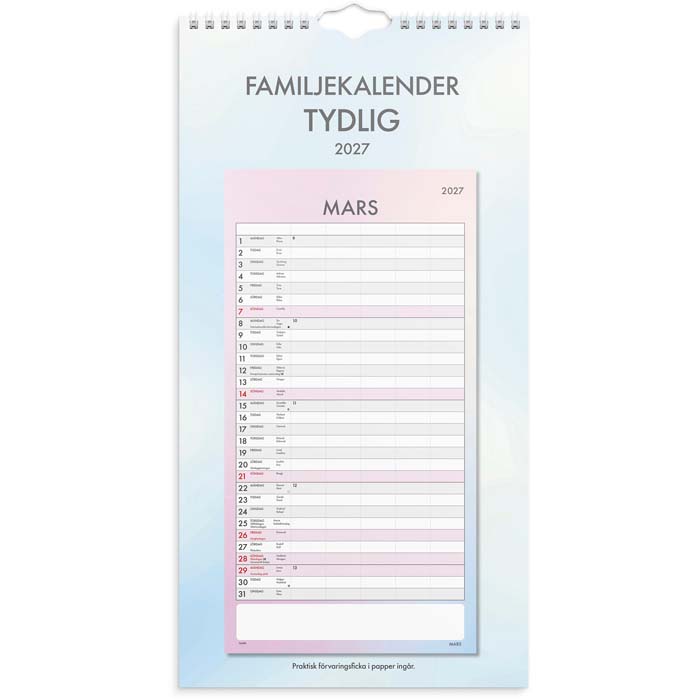 Almanacka Familjekalender Tydlig 2027
