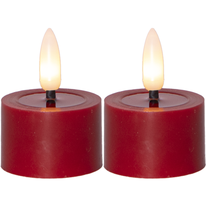 LED Värmeljus 2-p Flamme Flow 4x5cm röd