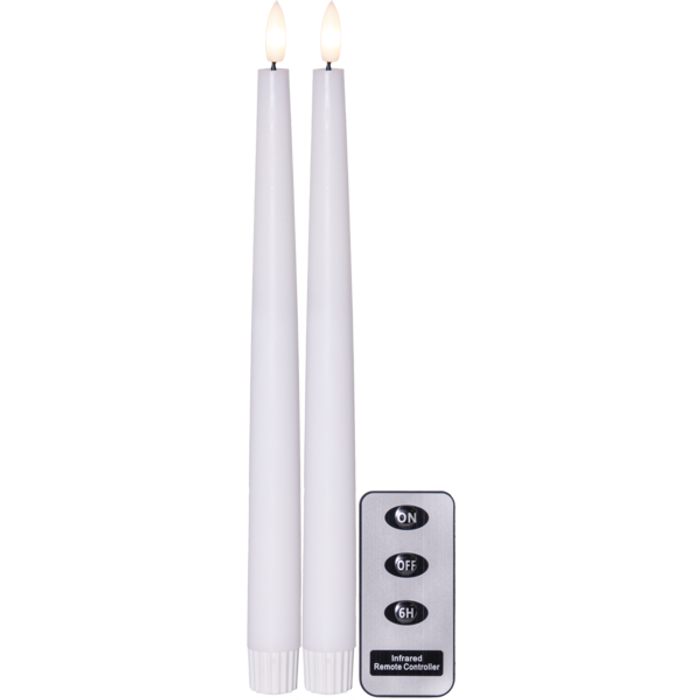 LED Antikljus 2-p Flamme Slim 2,1x28,5cm vit