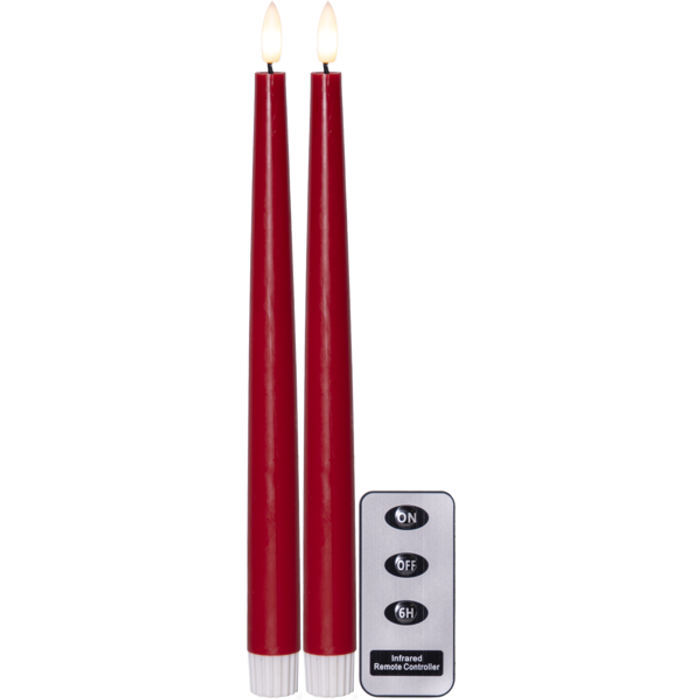 LED Antikljus 2-p Flamme Slim 2,1x28,5cm röd
