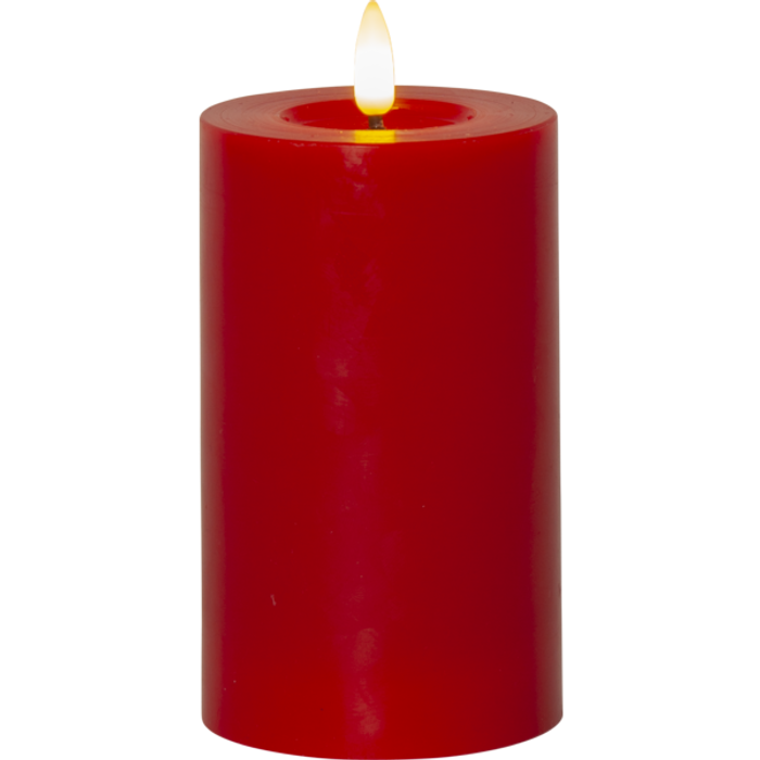 LED Blockljus Flamme Flow Röd 7,5x15cm