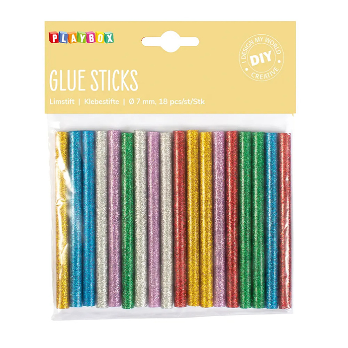 Limstavar Playbox Glitter 7mm Högtemperatur 18st/fp