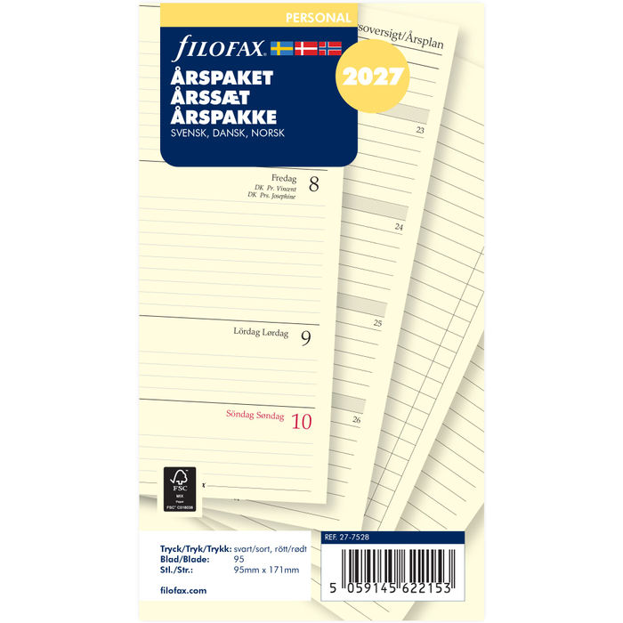 Årspaket Filofax Personal refill 2027