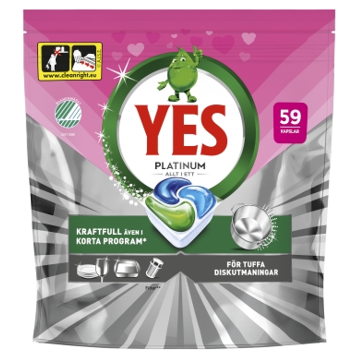 Maskindiskmedel Yes Platinum Pink 59st/fp